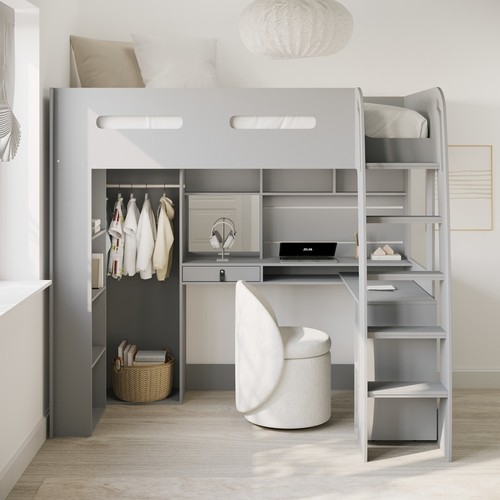 Grey high sleeper loft bed - grey,