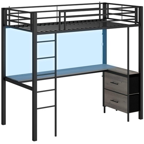 Metal bunk bed with desk - with, high