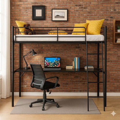 Metal high sleeper - metal, bed