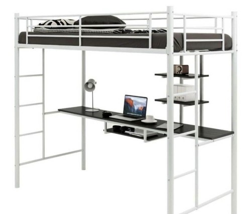 Single metal loft bed frame - single,