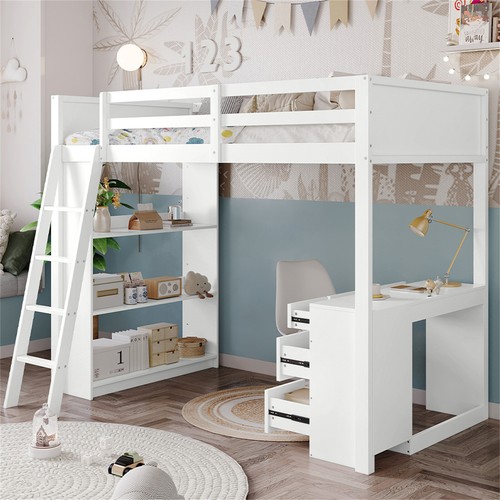 Wooden loft bed - high, sleeper