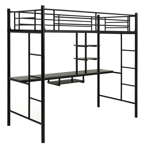 Single metal loft bed frame - metal,